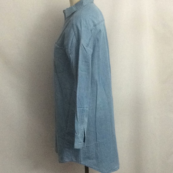 NWOT Everlane Long Sleeve Denim Shirt Dress Lt Med - Picture 6 of 8